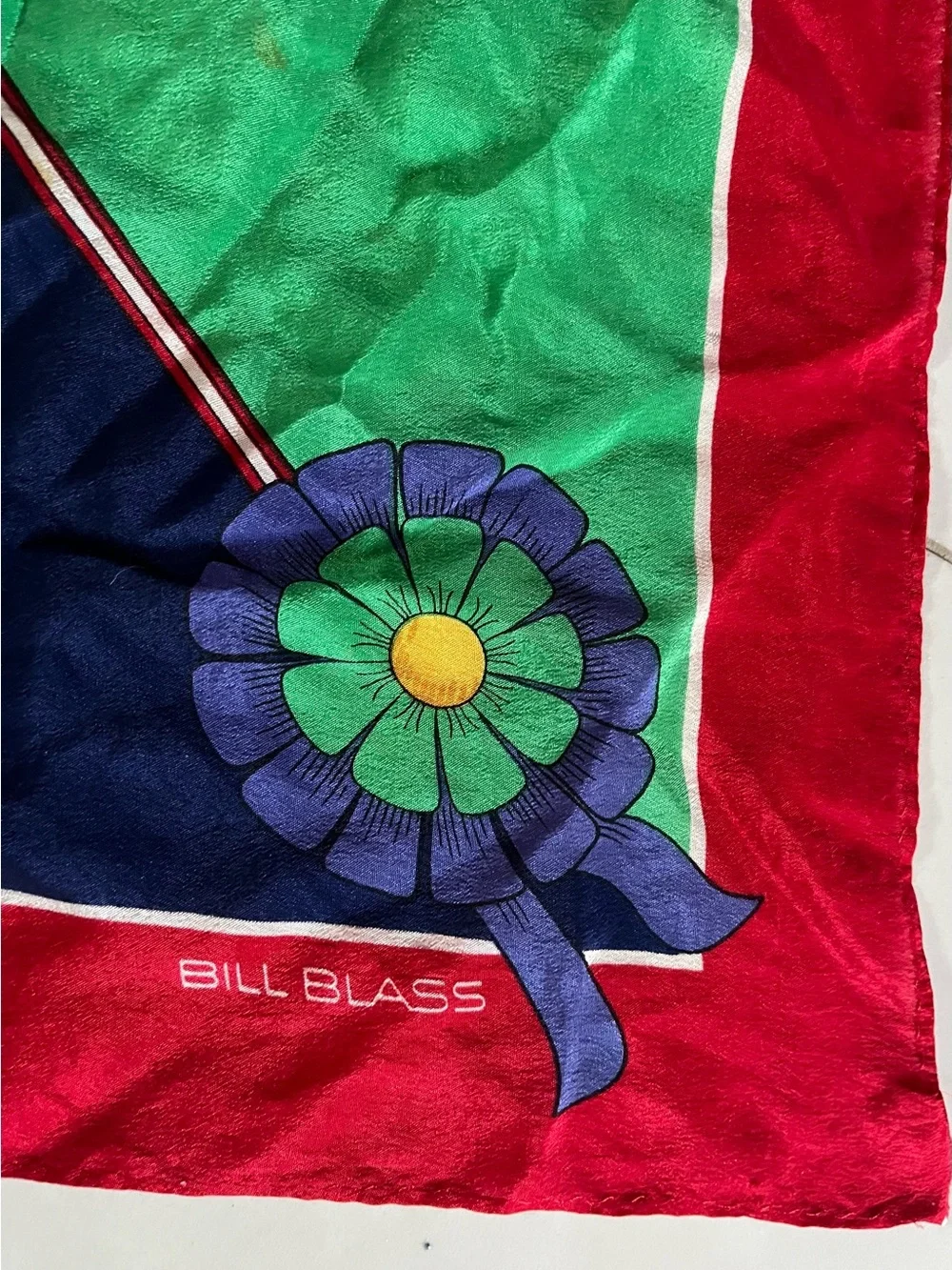 Bill Blass Vintage Square Silk Equestrian Scarf